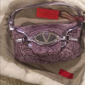 Valentino Garavani crystal V buckle logo bag in light pink/purple. New with tags